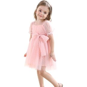 فستان للفتيات الصغيرات على شكل زهرة بأكمام منتفخة فساتين عيد ميلاد من التل توتو للحفلات للفتيات من عمر 18 شهرًا إلى 7 سنوات in Kuwait