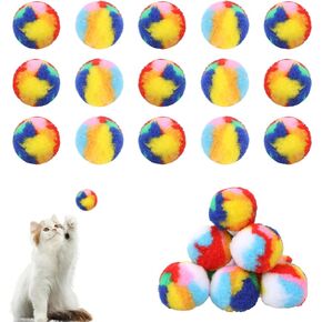 Cat Toy Balls, 20 Pcs Soft Plush Cat Ball 1.6 Inch Fuzzy Kitty Balls Colorful Kitten Puff Balls Small Pet Training Ball Cat Pom Pom Balls for Cat Playing Pet Exercising