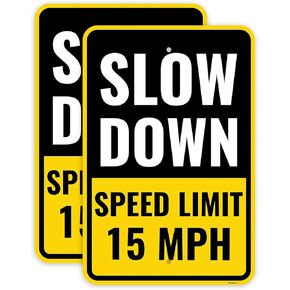 2PC 10 Mph Speed Limit Sign, 18 x 12 Inches - Aluminum - 10Mph Slow Down Safety Signs For Neighborhoods Street
