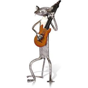 Too-arts A Playing Guitar Cat Metal Sculpture Iron Statue Handwork Handicrafts, 3 Funny Design