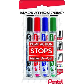 Pentel Markathon Pump Permanent Marker, Chisel Tip, Black Ink, 12 Pack (NLF60X-A)