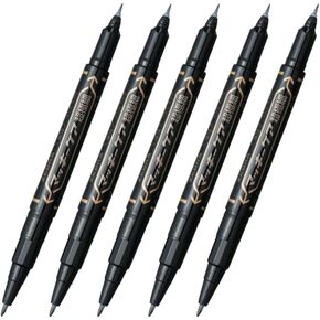 Oil-based Permanent Marker Twin Type Mckee 0.7mm and 0.3mm Black 5-Pack