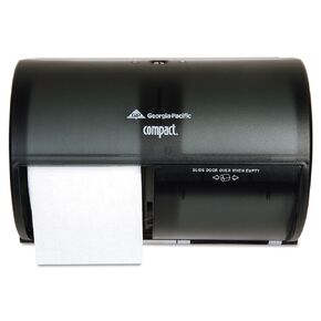 Georgia Pacific 56784 Compact Bathroom Tissue Dispenser, Double Roll, Side by Side, Smoke Grey