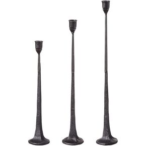 First of a Kind Candlestick Holder - Set of 3 Tall Cast Iron Candlesticks Holders, Farmhouse Decor