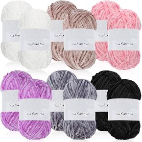 Amylove 12 Skeins Winter Chenille Yarn 197 Yard Soft Plush 3.53 oz Bulky Blanket Yarn for Crocheting Knitting Crochet Weaving DIY Sweater Shawl Craft, Simple Colors