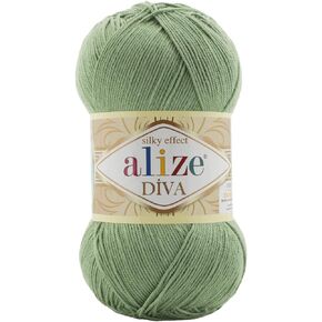 Alize Diva Silk Effect 100% Microfiber Acrylic Yarn 1 Ball skeins 100gr 383yds (852 - Green Tea)