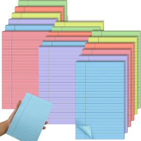 18 Pcs Large Lined Sticky Notes 5 x 8 Inch 6 Colors Self Sticky Pads Colorful Big Square Sticky Notes Pastel Color Sticky Notes with Lines Colorful Sticky Note Pads for Office Home School Meeting