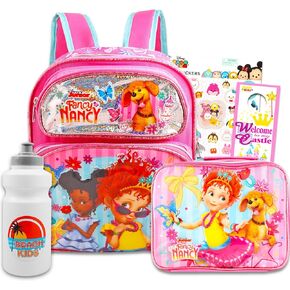 Fancy Nancy Backpack & Lunch Box Set for Girls, Kids - Bundle with 12" Fancy Nancy Backpack & Lunchbox with Water Bottle, Stickers, More | Disney Fancy Nancy School Set for Kids