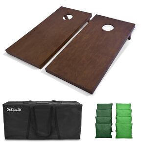 GoSports 4'x2' Regulation Size Wooden Cornhole Boards Set with Dark Brown Varnish | Includes Carrying Case and Bean Bags (Choose Your Colors) Over 100 Color Combinations
