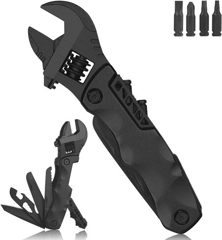 Multitool Wrench, Adjustable Wrench with Flathead Phillips Screwdriver, Nail File, Bottle Can Opener, Screwdriver reservoir, Multifunctional Purpose Stainless Steel Tool (grey) in Saudi Arabia