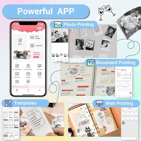 Print Pod Mini Printer, Inkless Sticker Printer with 1 Paper Roll, Small Thermal Sticker Maker Compatible with iOS&Android, Note Buddy Printer for Present, Journal, Scrapbook, Study, Memo in Saudi Arabia