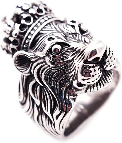Leo Crown Rings for men 3D Lion King Style Simba Hip Hop Heavy Metal Cocktail Party Ring Vintage animal Biker 316 Stainless Steel Rings Iced Out Jewelry Punk Ring mens fashion rings Gift for boys in Saudi Arabia