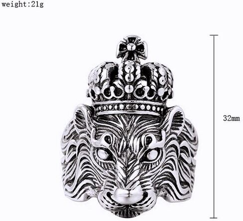 Leo Crown Rings for men 3D Lion King Style Simba Hip Hop Heavy Metal Cocktail Party Ring Vintage animal Biker 316 Stainless Steel Rings Iced Out Jewelry Punk Ring mens fashion rings Gift for boys in Saudi Arabia