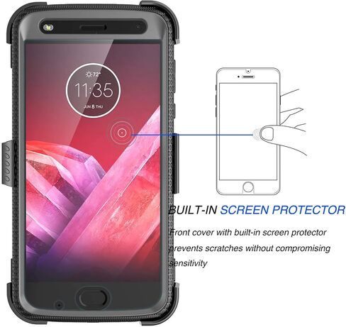 Tekcoo Holster Clip Case for Moto Z2 Force/Motorola Moto Z2 Play, [Tshell] Shock Absorbing [Built-in Screen] Secure Swivel Locking Belt Defender Full Body Kickstand Carrying Sturdy Cover -Gray in Saudi Arabia