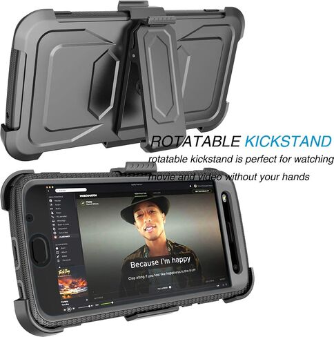 Tekcoo Holster Clip Case for Moto Z2 Force/Motorola Moto Z2 Play, [Tshell] Shock Absorbing [Built-in Screen] Secure Swivel Locking Belt Defender Full Body Kickstand Carrying Sturdy Cover -Gray in Saudi Arabia