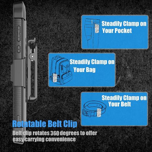 Tekcoo Holster Clip Case for Moto Z2 Force/Motorola Moto Z2 Play, [Tshell] Shock Absorbing [Built-in Screen] Secure Swivel Locking Belt Defender Full Body Kickstand Carrying Sturdy Cover -Gray in Saudi Arabia