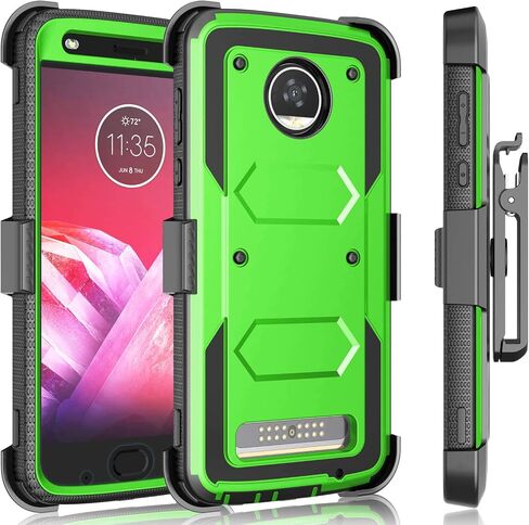 Tekcoo Holster Clip Case for Moto Z2 Force/Motorola Moto Z2 Play, [Tshell] Shock Absorbing [Built-in Screen] Secure Swivel Locking Belt Defender Full Body Kickstand Carrying Sturdy Cover -Gray in Saudi Arabia