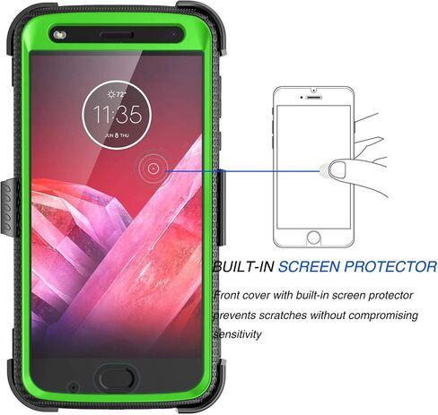 Tekcoo Holster Clip Case for Moto Z2 Force/Motorola Moto Z2 Play, [Tshell] Shock Absorbing [Built-in Screen] Secure Swivel Locking Belt Defender Full Body Kickstand Carrying Sturdy Cover -Gray in Saudi Arabia