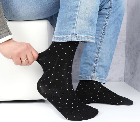 Mens Dress Socks 5 Pair Gift Box - Dress Socks for Men Patterned and Solid Crew Striped Socks Size 7-12 in Saudi Arabia