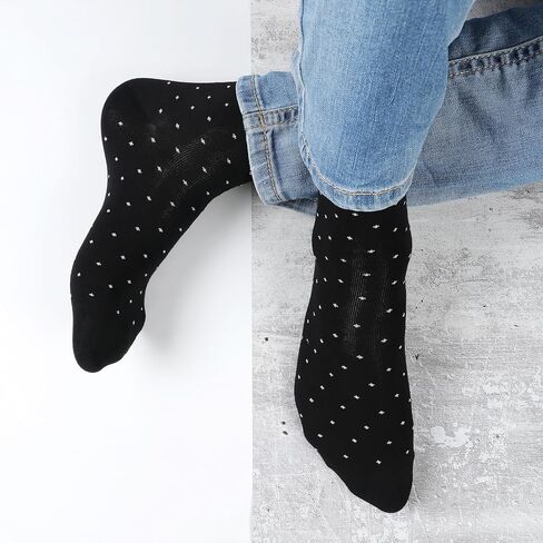 Mens Dress Socks 5 Pair Gift Box - Dress Socks for Men Patterned and Solid Crew Striped Socks Size 7-12 in Saudi Arabia