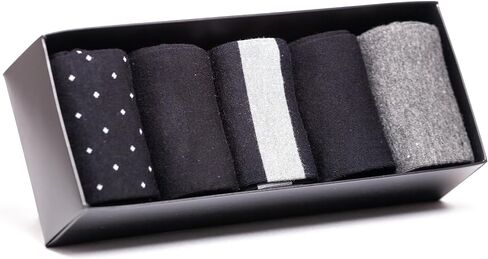 Mens Dress Socks 5 Pair Gift Box - Dress Socks for Men Patterned and Solid Crew Striped Socks Size 7-12 in Saudi Arabia