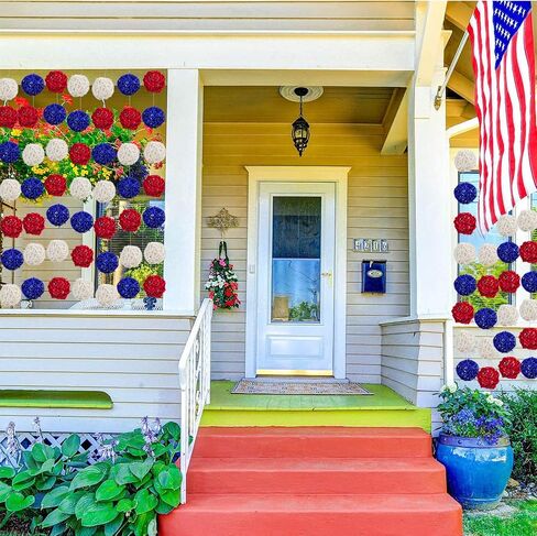 كرات الروطان المزخرفة من STMK، 18 قطعة أحمر وأبيض وأزرق، ديكور منزلي الرابع من يوليو، 2 بوصة، خوص، 4.39 أونصة in Kuwait