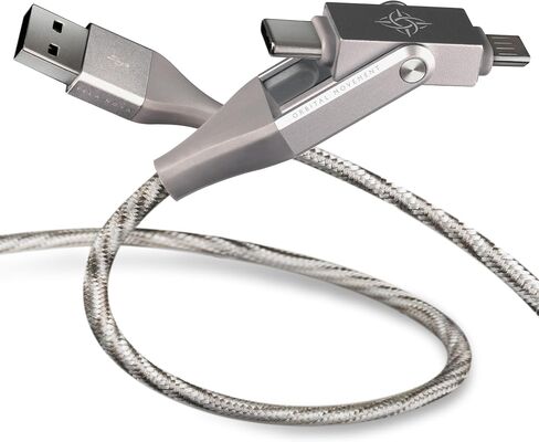 Chimera 3-in-1 MFi معتمد USB إلى LIGHTNING & MICRO متعدد الكابلات، سلك نقل بيانات سريع الشحن لأجهزة Apple وiPhone وiPad وiMac وملحقات USB، لا حاجة إلى محولات إضافية | 4 قدم (فضي) in Saudi Arabia