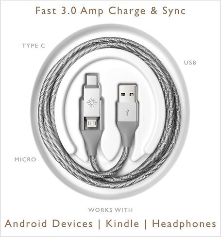 Chimera 3-in-1 MFi معتمد USB إلى LIGHTNING & MICRO متعدد الكابلات، سلك نقل بيانات سريع الشحن لأجهزة Apple وiPhone وiPad وiMac وملحقات USB، لا حاجة إلى محولات إضافية | 4 قدم (فضي) in Saudi Arabia