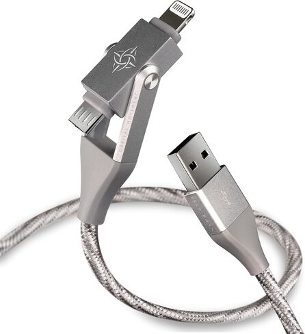 Chimera 3-in-1 MFi Certified USB to LIGHTNING & MICRO multi-cable, Fast Charging-Data Transfer Cord for Apple, iPhone, iPad, iMac, and USB accessories, No Additional Adapters Needed | 4ft (Silver) in Saudi Arabia