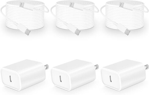 [معتمد من Apple MFi] شاحن iPhone شحن سريع، esbeecables 3 عبوات محول طاقة USB-C بقدرة 20 وات من النوع C + كابل 10FT من النوع C إلى Lightning لهاتف iPhone 14 13 12 11 Pro Max XS XR X SE iPad in Kuwait