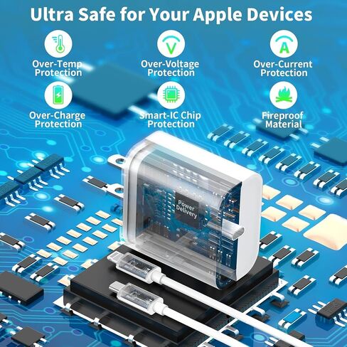 [معتمد من Apple MFi] شاحن iPhone شحن سريع، esbeecables 3 عبوات محول طاقة USB-C بقدرة 20 وات من النوع C + كابل 10FT من النوع C إلى Lightning لهاتف iPhone 14 13 12 11 Pro Max XS XR X SE iPad in Kuwait