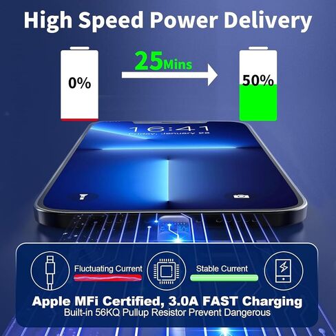 [معتمد من Apple MFi] شاحن iPhone شحن سريع، esbeecables 3 عبوات محول طاقة USB-C بقدرة 20 وات من النوع C + كابل 10FT من النوع C إلى Lightning لهاتف iPhone 14 13 12 11 Pro Max XS XR X SE iPad in Kuwait