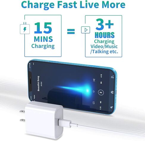 [معتمد من Apple MFi] شاحن iPhone شحن سريع، esbeecables 3 عبوات محول طاقة USB-C بقدرة 20 وات من النوع C + كابل 10FT من النوع C إلى Lightning لهاتف iPhone 14 13 12 11 Pro Max XS XR X SE iPad in Kuwait
