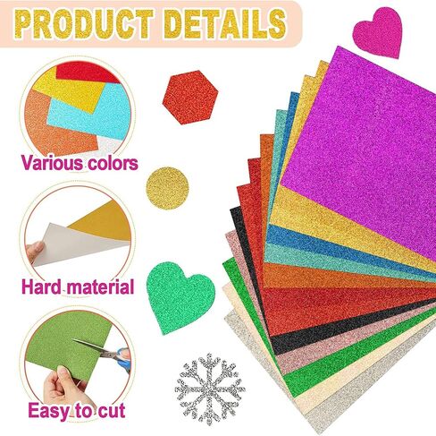 T390 Glitter Card stock Paper, 39 Pages, 13 Colors Glitter Paper for Crafts, Birthday and Wedding Party decorations, Gift Box packing and Other DIY Projects, 250GSM in Saudi Arabia