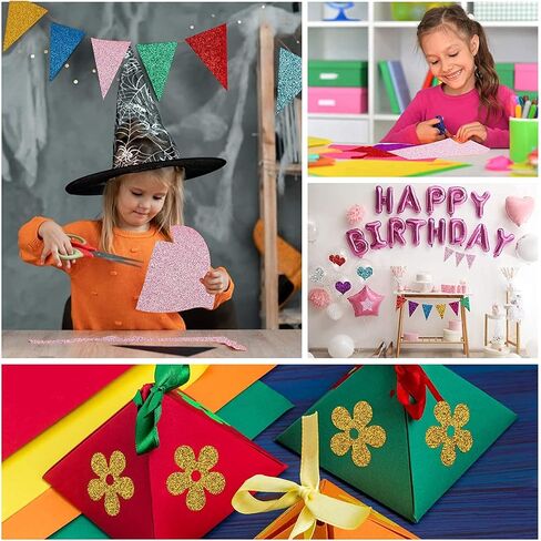T390 Glitter Card stock Paper, 39 Pages, 13 Colors Glitter Paper for Crafts, Birthday and Wedding Party decorations, Gift Box packing and Other DIY Projects, 250GSM in Saudi Arabia