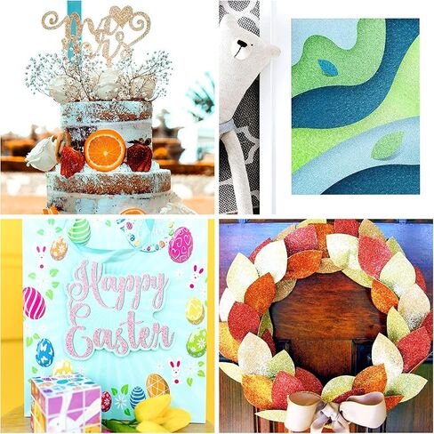 T390 Glitter Card stock Paper, 39 Pages, 13 Colors Glitter Paper for Crafts, Birthday and Wedding Party decorations, Gift Box packing and Other DIY Projects, 250GSM in Saudi Arabia