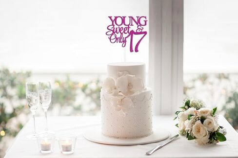 Young and Sweet Only 17 Cake Topper 17th Birthday Cake Topper 17th Birthday Decorations for Girls Happy 17th Birthday Party Decor Supplies Rose Red in Kuwait