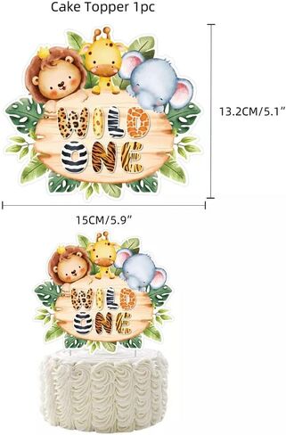 13pc Wild One Animal Jungle Safari Happy Birthdays Cake Cupcake Birthday Toppers Party Supplies Decoration for Babies Cake Toppers in Saudi Arabia