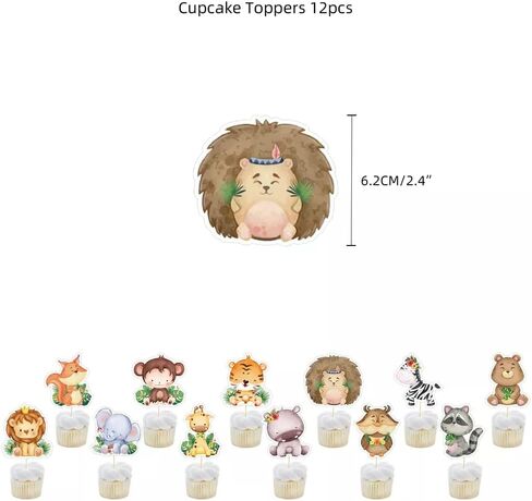 13pc Wild One Animal Jungle Safari Happy Birthdays Cake Cupcake Birthday Toppers Party Supplies Decoration for Babies Cake Toppers in Saudi Arabia