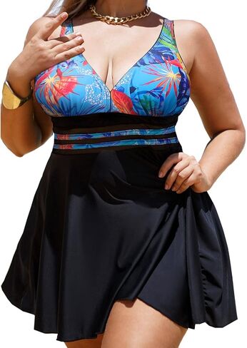 بدلة سباحة نسائية شبكية من BIKINX مقاس كبير مكونة من قطعتين طقم تانكيني لباس سباحة عالي الخصر in Kuwait