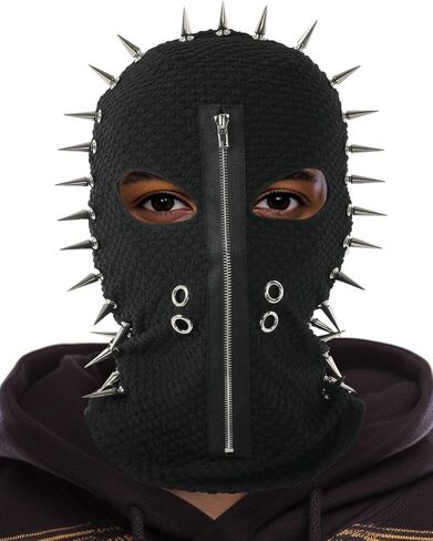 Distressed Balaclava 2 Hole Shiesty Mask Full Face Knitted Balaclava for Men Women-Punk Rock Accessories Fuzzy Ski Mask in Saudi Arabia