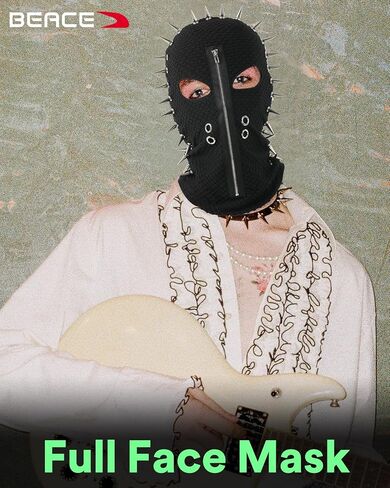 Distressed Balaclava 2 Hole Shiesty Mask Full Face Knitted Balaclava for Men Women-Punk Rock Accessories Fuzzy Ski Mask in Saudi Arabia