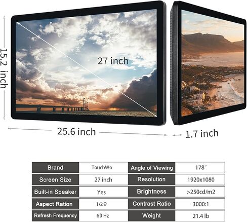 تابلت بشاشة لمس 27 بوصة بنظام Android 11، 16:9 FHD 1080P، WiFi & BT، مكبرات صوت مدمجة، RK3568 4GB RAM و32GB ROM، لوحة ذكية للفصول الدراسية والاجتماعات والألعاب in Saudi Arabia