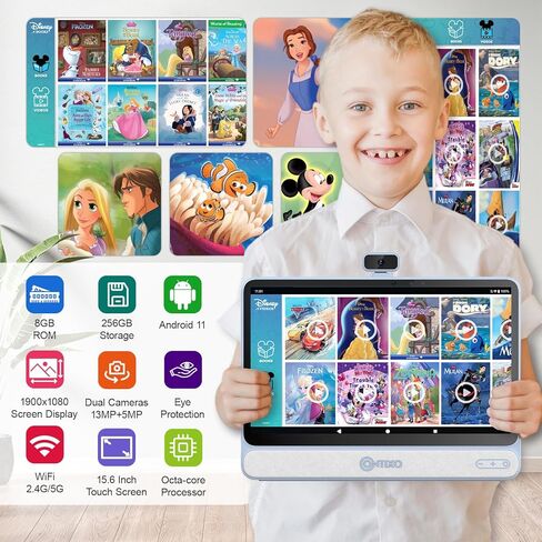 Contixo Kids Tablets - A3 Educational Learning Kids Tablet, 15.6 Inch HD Touch Screen, Android 11, 8GB 128GB, Featuring 80 Disney eBooks Videos, 13MP Dual Camera, Wi-Fi, BT, Octcore Tablet in Saudi Arabia