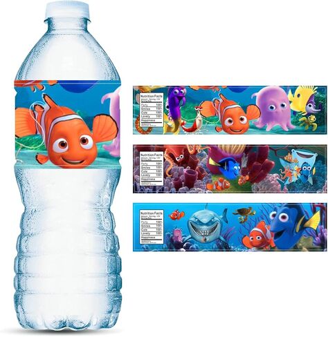 24PCS Finding Nemo Water Bottle Labels Stickers for Birthday Party Supplies, Finding Dory Party Favors for Kids Birthday Decorations in Kuwait