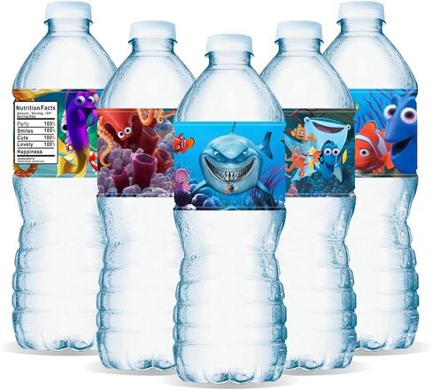 24PCS Finding Nemo Water Bottle Labels Stickers for Birthday Party Supplies, Finding Dory Party Favors for Kids Birthday Decorations in Kuwait