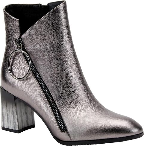 Azura Spring Step Fabulosa V Collar Ankle Boots for Women - Premium Leather Women's Chelsea Boots with Side Zippers in Kuwait