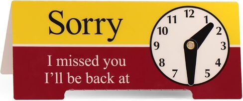 SmartSign “Sorry - I Missed You, I'll Be Back at (with manually Adjustable PVC Vinyl Clock Hands) / Welcome - How May I Help You" Two Sided Be Back Clock Sign | 3.33" x 7.75" Plastic in Saudi Arabia