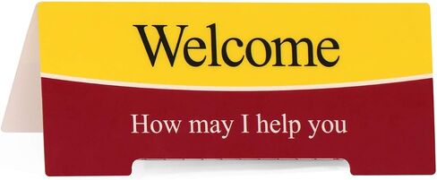 SmartSign “Sorry - I Missed You, I'll Be Back at (with manually Adjustable PVC Vinyl Clock Hands) / Welcome - How May I Help You" Two Sided Be Back Clock Sign | 3.33" x 7.75" Plastic in Saudi Arabia