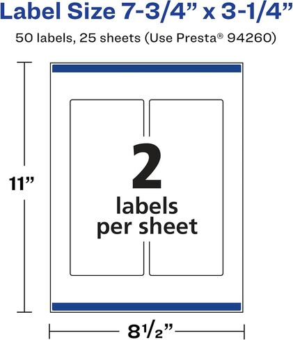 Avery Glossy Clear Rectangle Labels with Sure Feed, 7.75" x 3.25", 100 Glossy Clear Labels, Print-to-The-Edge, Laser/Inkjet Printable Labels in Saudi Arabia